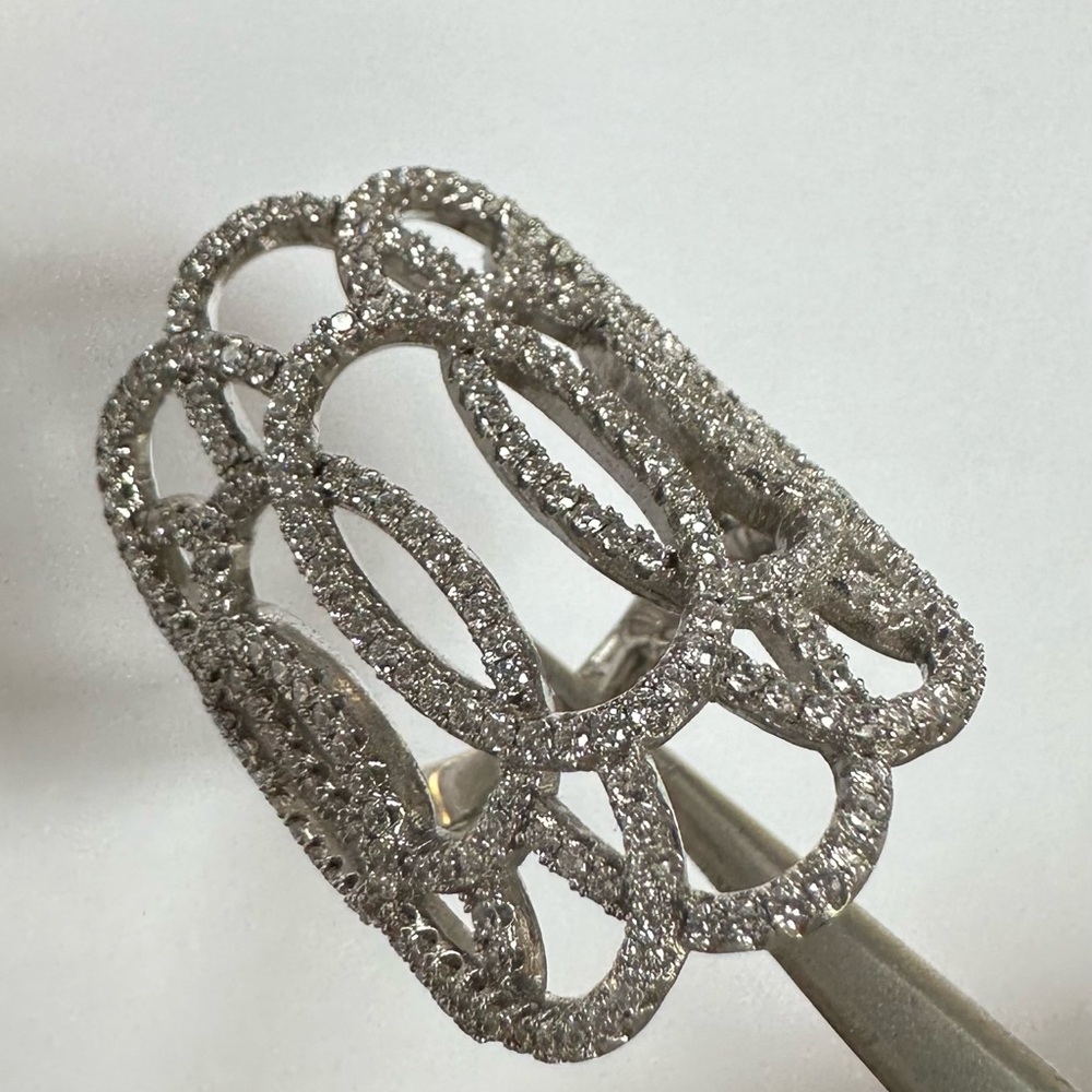 Silver Crystal Openwork Statement Ring